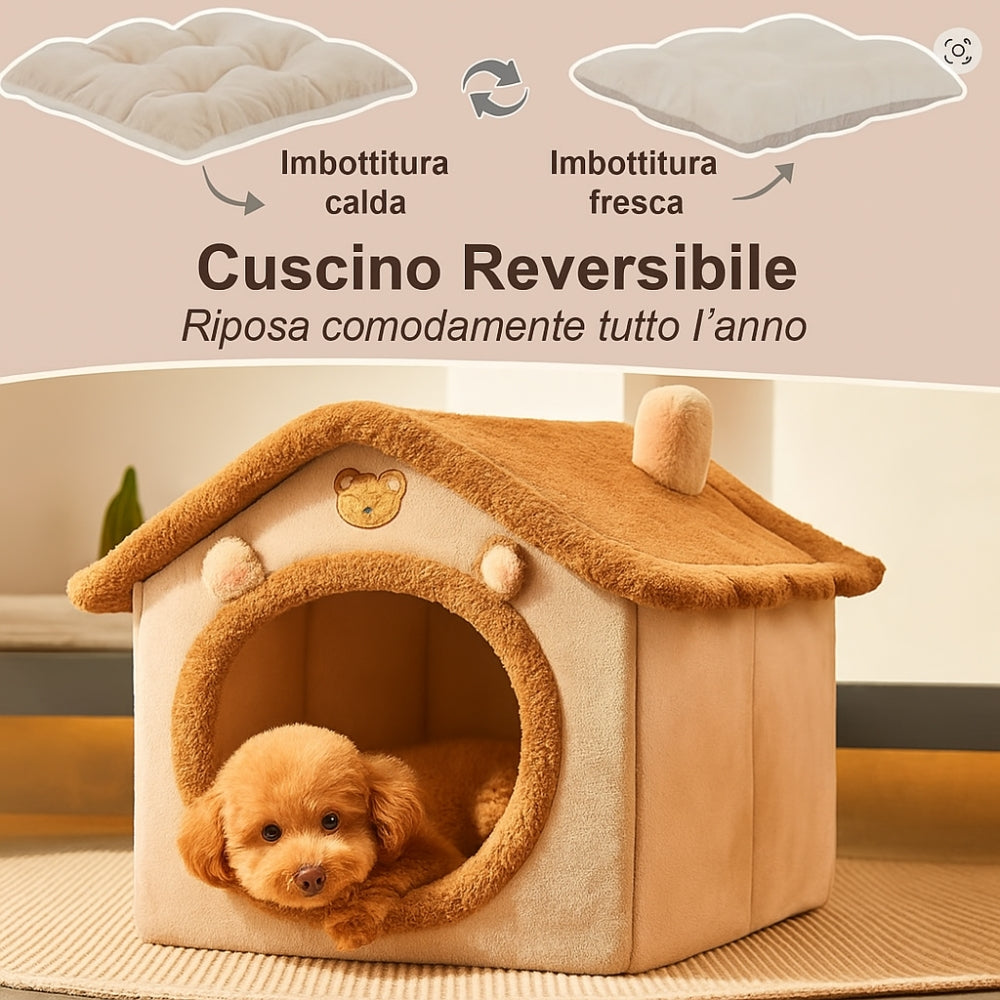 Casetta pelosa™ - Rifugio Morbido per Cani e Gatti di Piccola Taglia